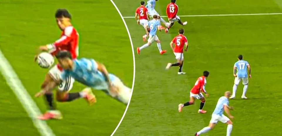 Player attempting to save ball near goal line