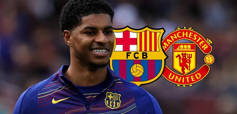 Player in Barcelona kit with club logos behind