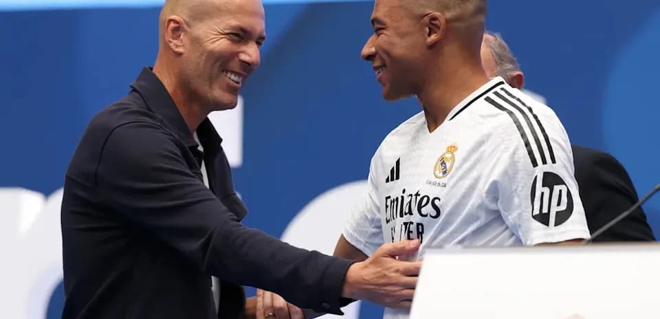 Zinedine Zidane and Kylian Mbappé at presentation