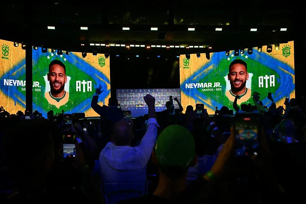 Neymar Jr. displayed on screens at event