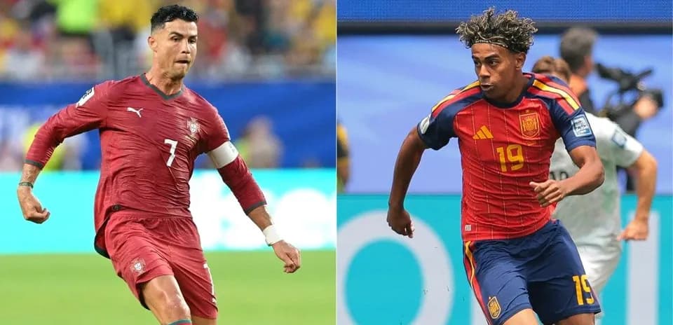Cristiano Ronaldo and Spanish player in action