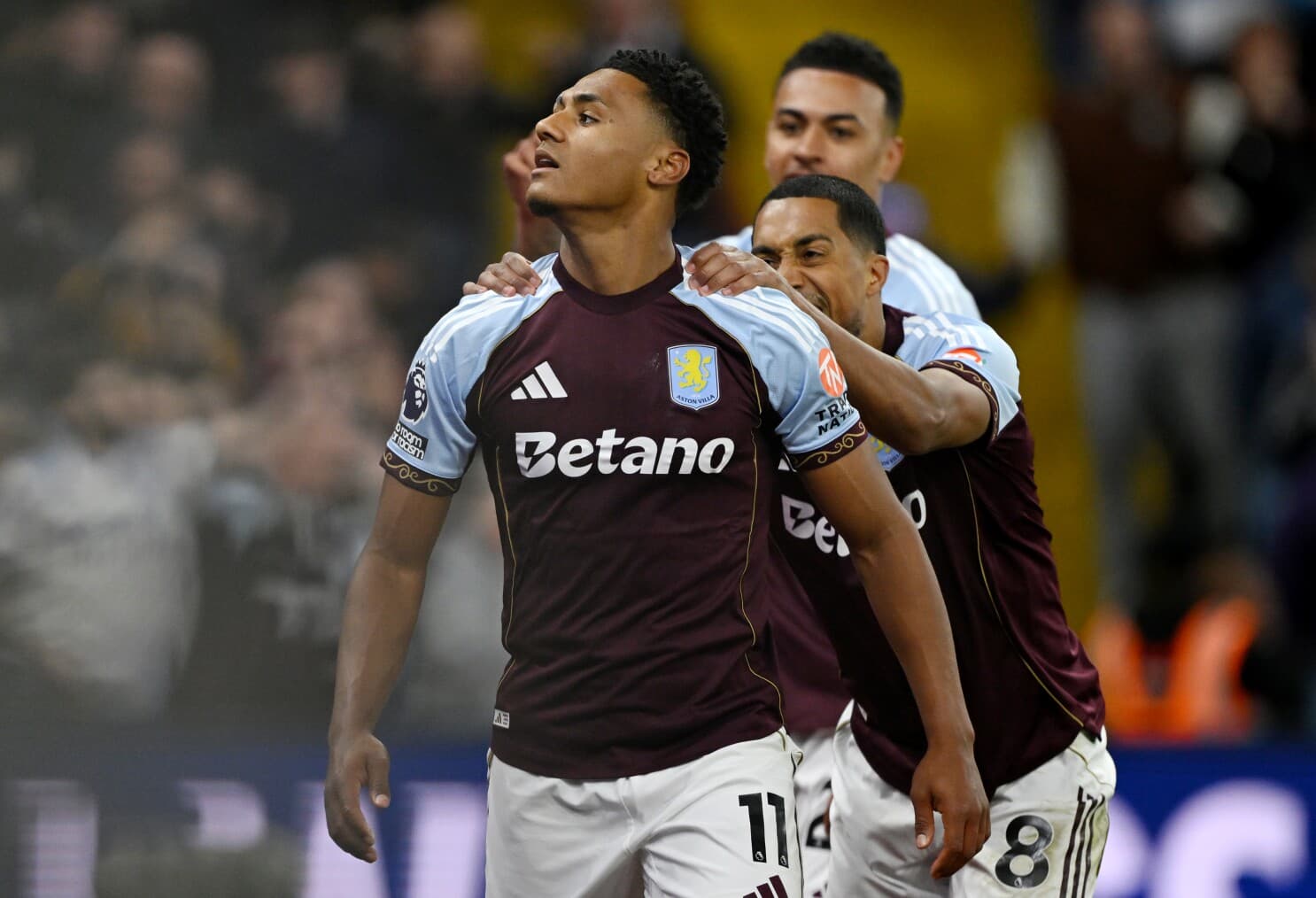 Aston Villa players celebrating a goal