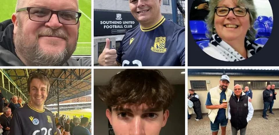 Collage of fans at Southend United Football Club