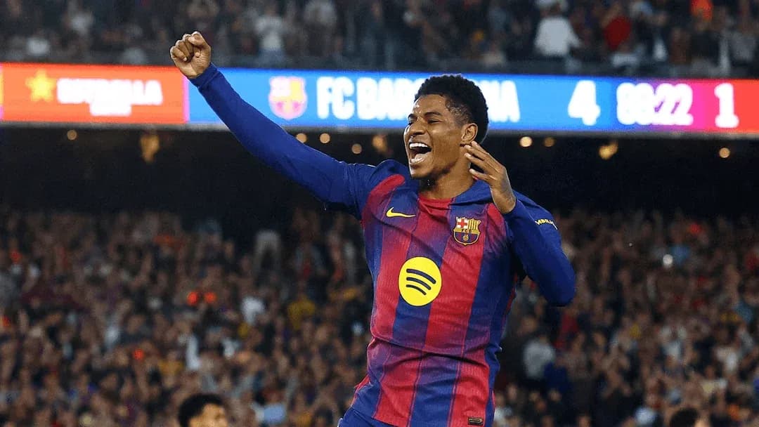 Player celebrating a goal for FC Barcelona