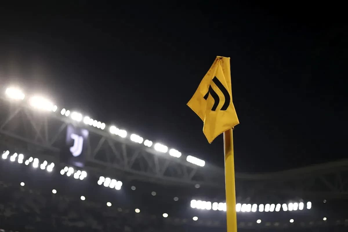 Corner flag at Juventus stadium during night match