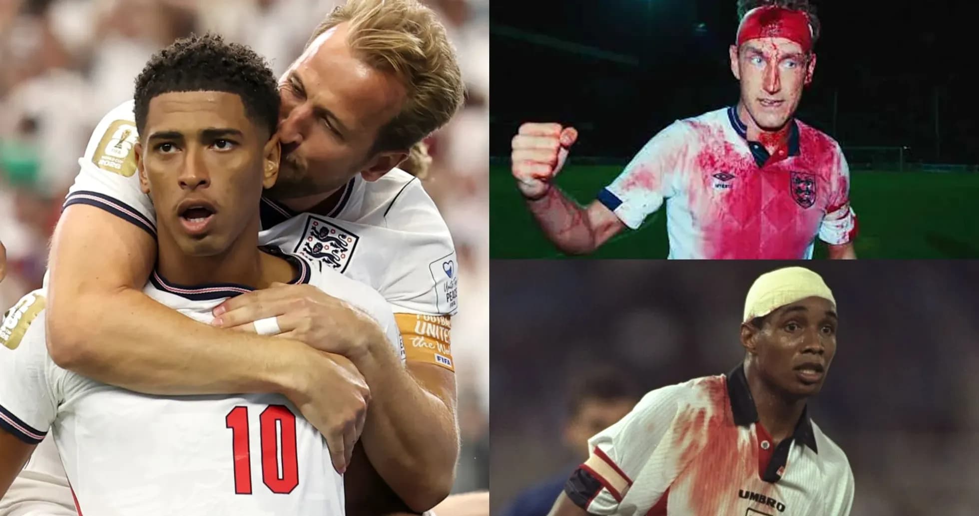Collage of England players in various match moments