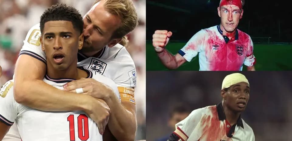 Collage of England players in various match moments