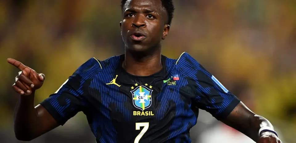 Player celebrating wearing Brazil national team jersey