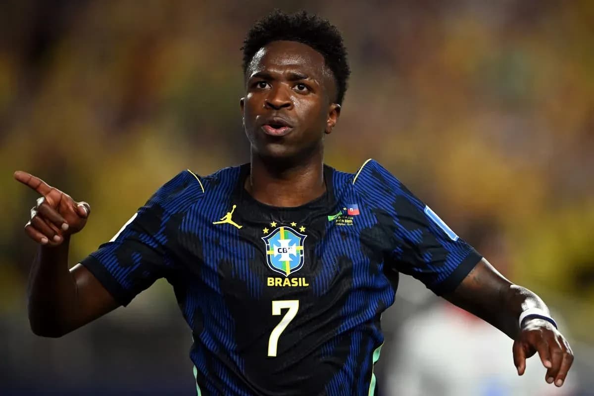 Player celebrating wearing Brazil national team jersey