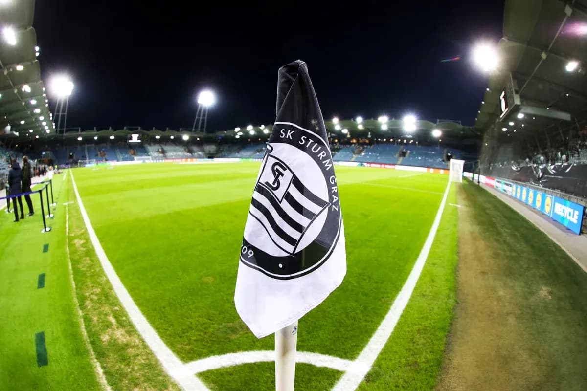 Corner flag of SK Sturm Graz in stadium