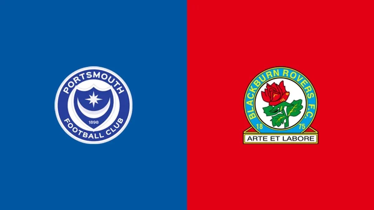 Logos of Portsmouth and Blackburn Rovers football clubs