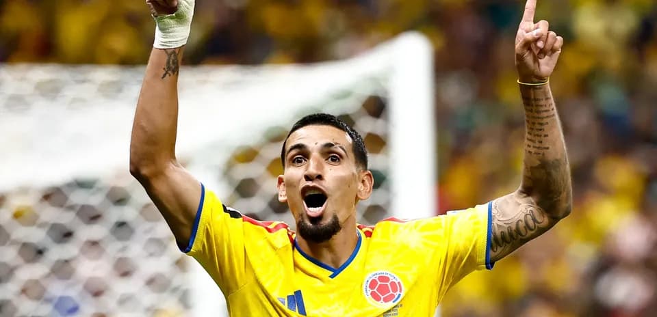Colombian player celebrating a goal during match