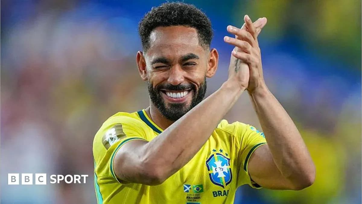 Player celebrating while wearing Brazil national team jersey
