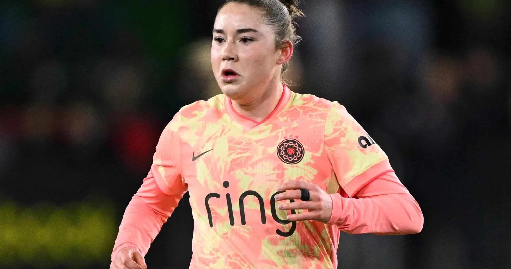 Player running during Portland Thorns match