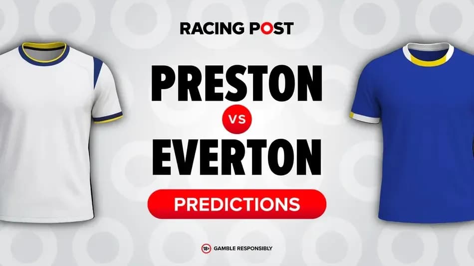 Graphic showing Preston vs Everton match predictions