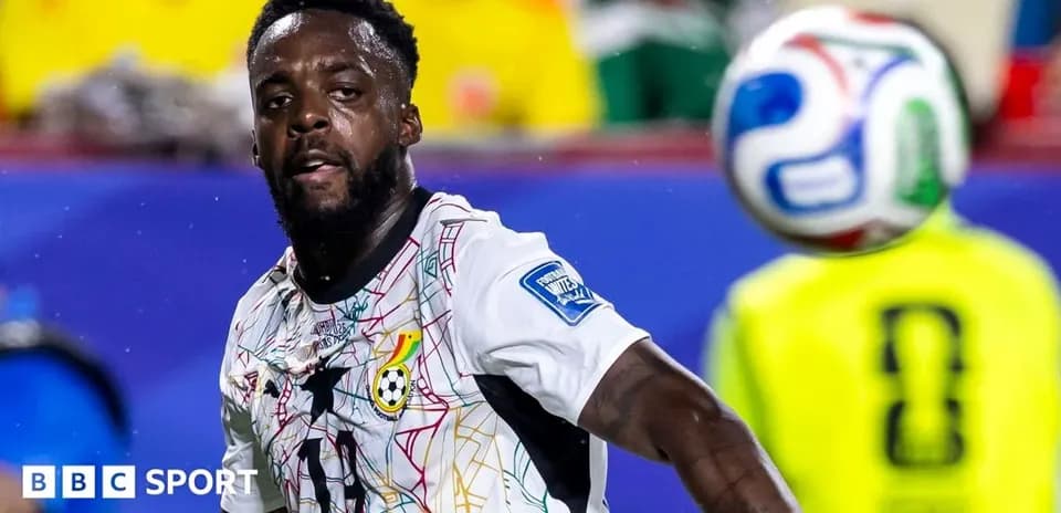 Ghana player preparing to strike the ball
