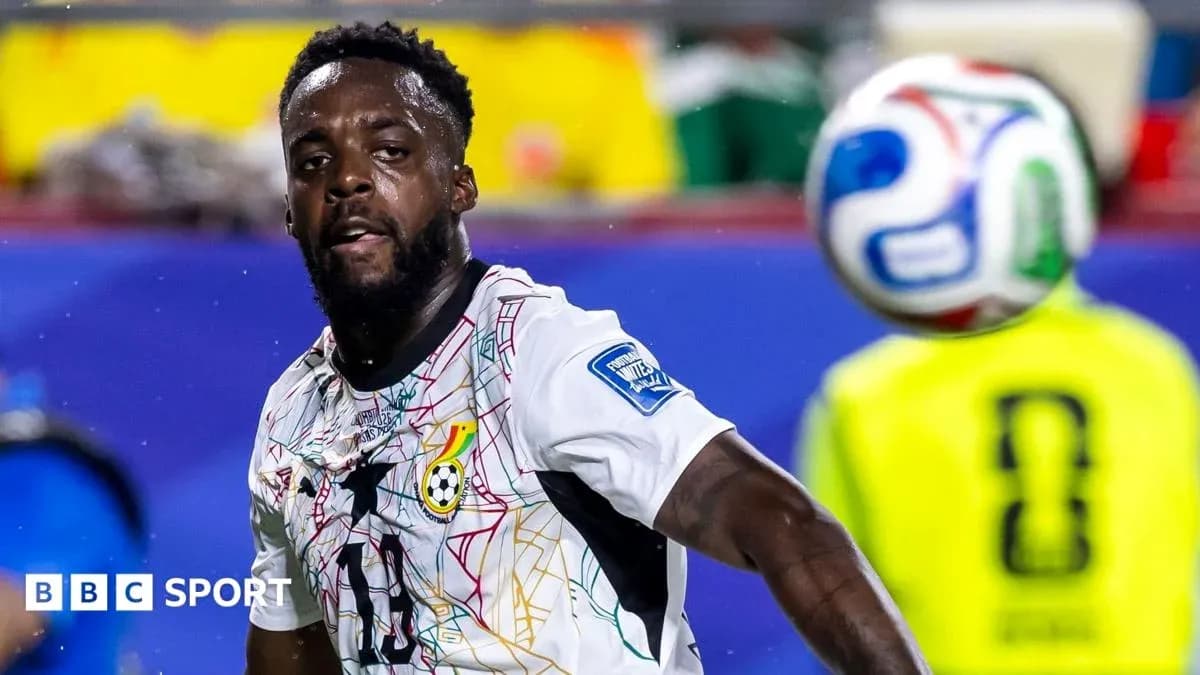 Ghana player preparing to strike the ball