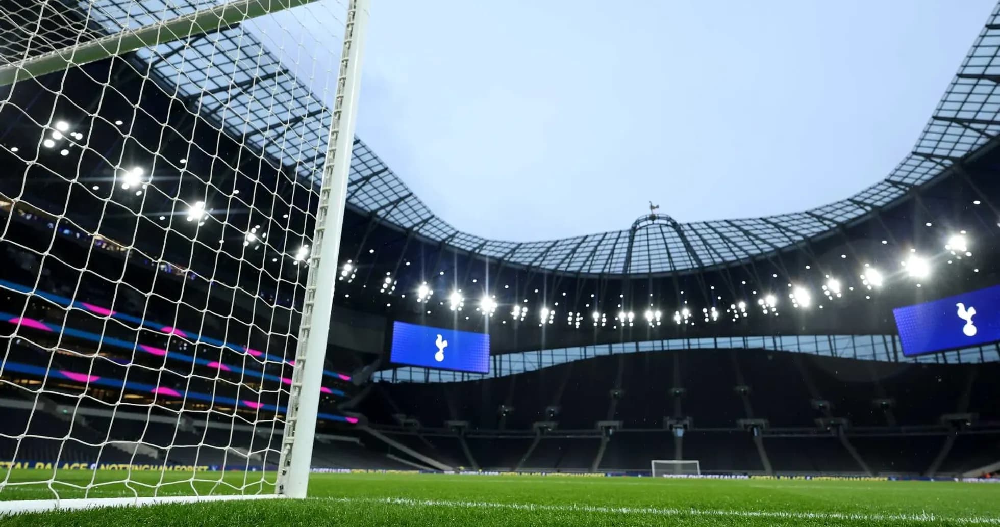 View of goalpost inside Tottenham Hotspur Stadium