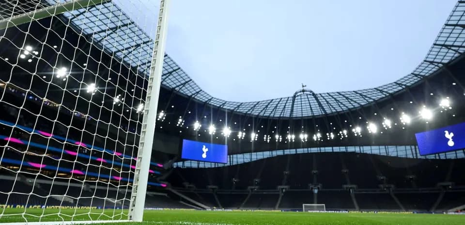 View of goalpost inside Tottenham Hotspur Stadium