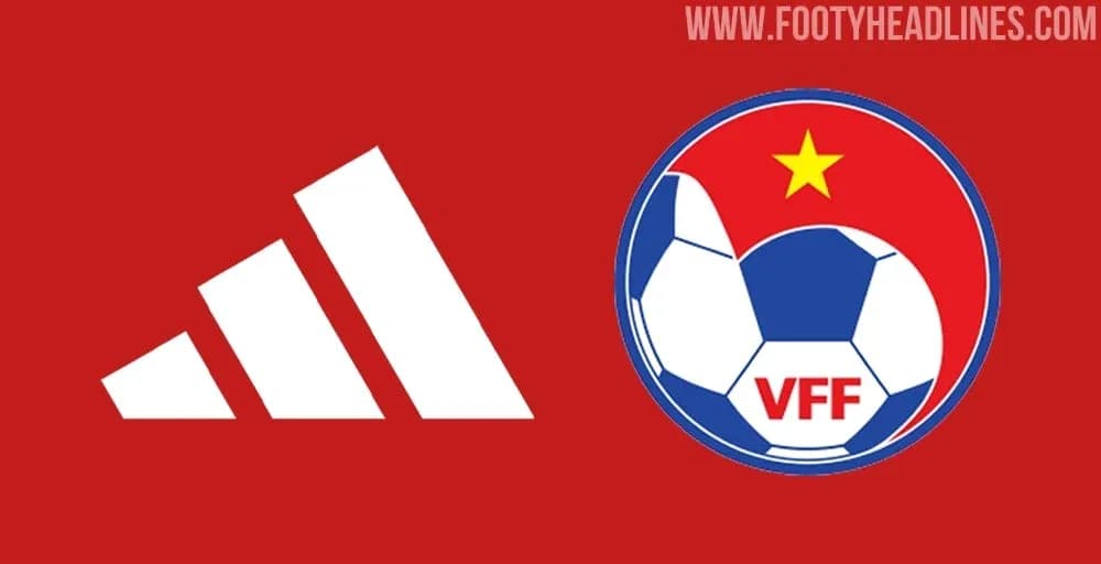 Adidas logo next to Vietnam Football Federation emblem
