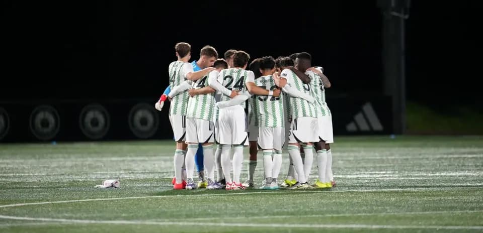 Team huddle before MLS Next Pro match