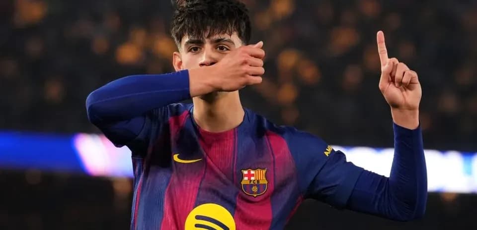 Barcelona player celebrating after scoring a goal