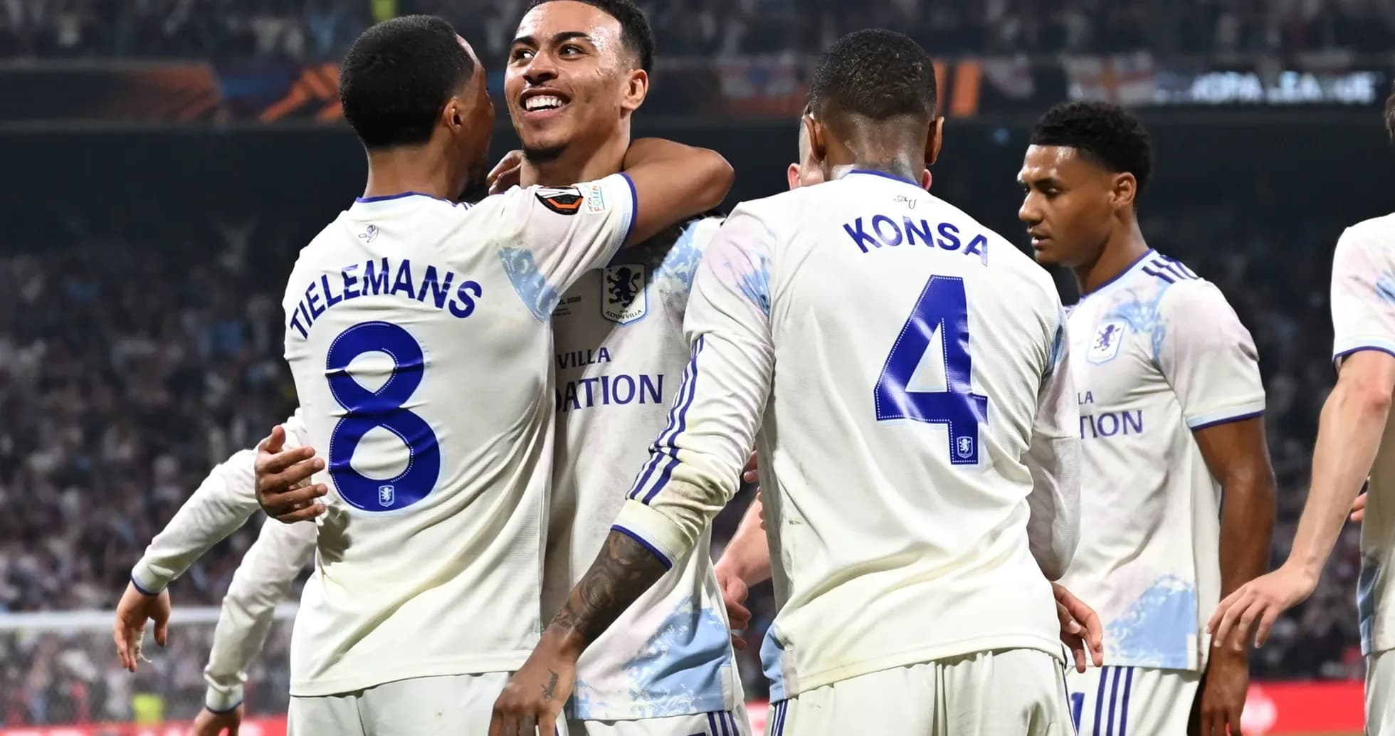 Aston Villa players celebrating a goal