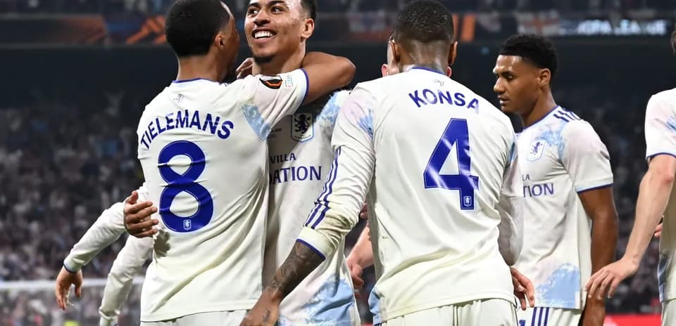 Aston Villa players celebrating a goal