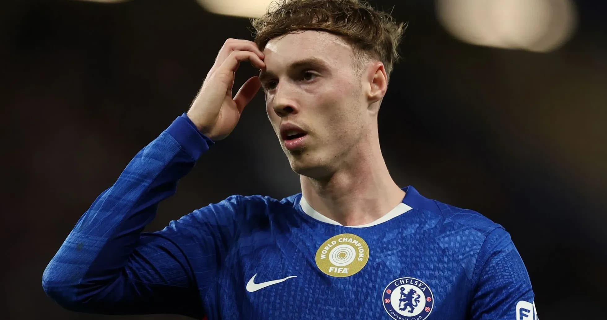 Chelsea player looking concerned during a match