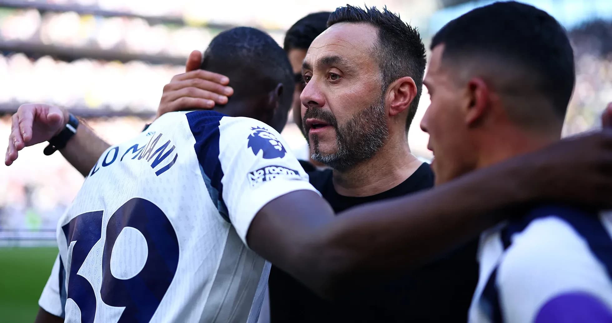 Tottenham players celebrating after Premier League match