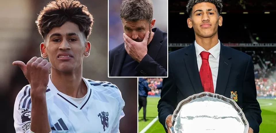 Young player celebrating with award, coach looking concerned