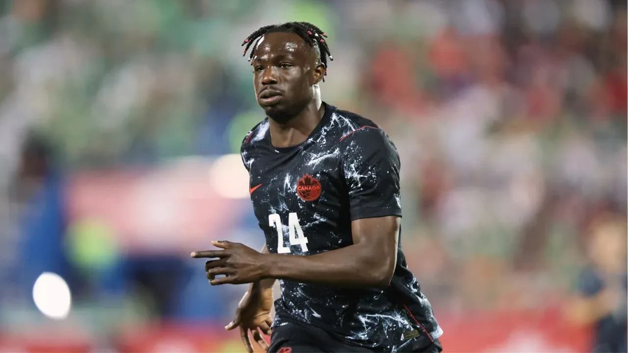 Player wearing Canada jersey running on field