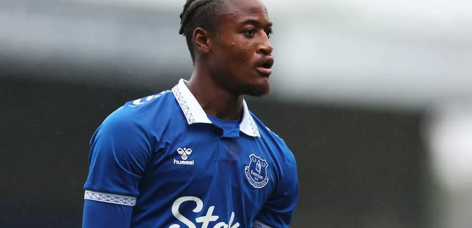 Player wearing Everton kit during training session
