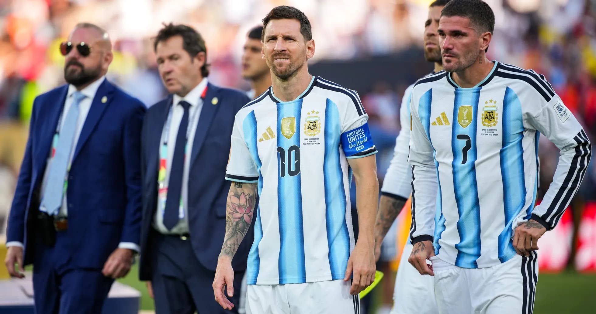 Argentina players walking off the pitch after match