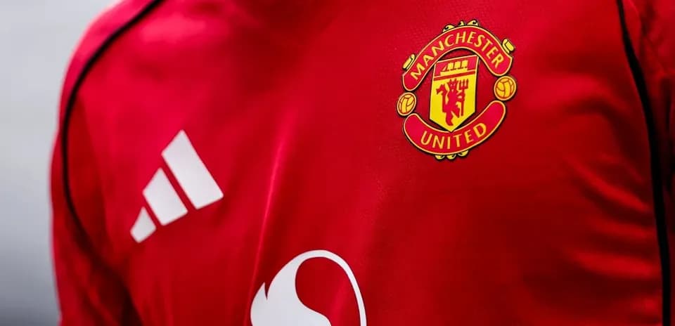 Close-up of Manchester United jersey with logo