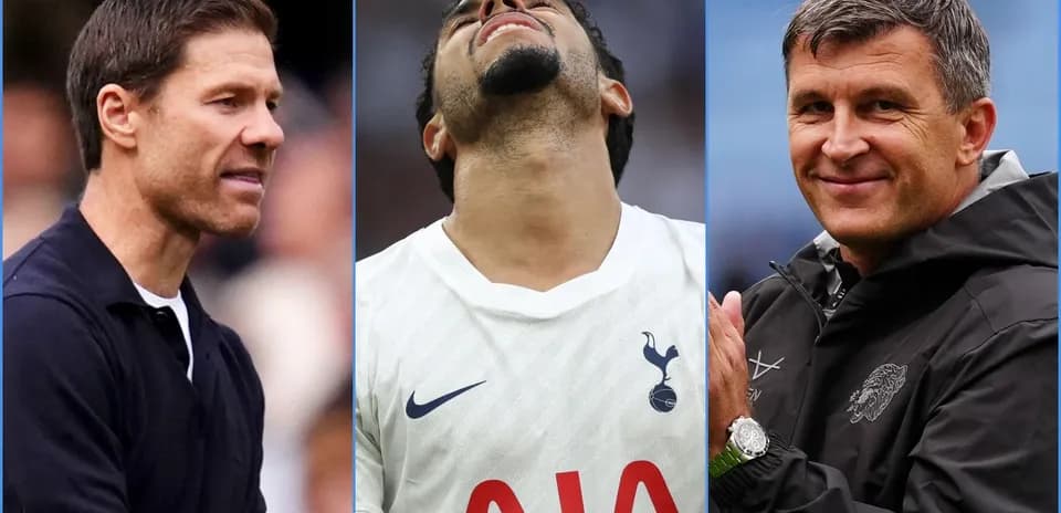 Three individuals during a football match moment