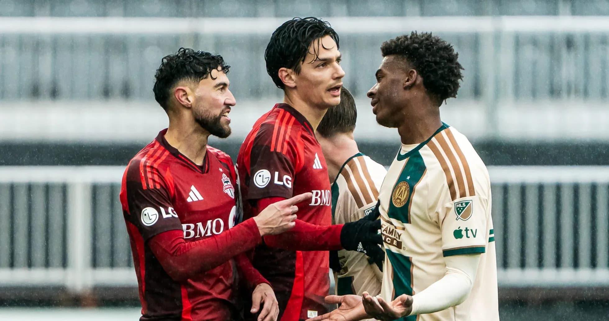 Players arguing during Atlanta United II match