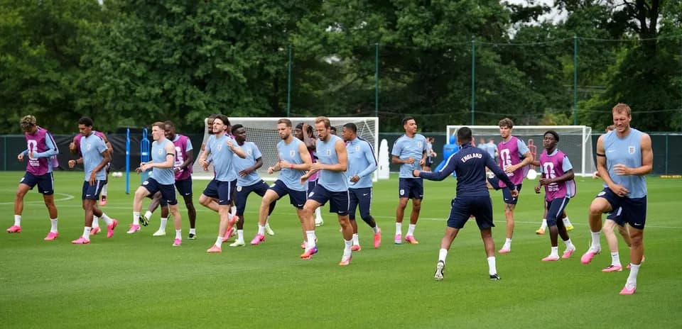 England players training for World Cup match