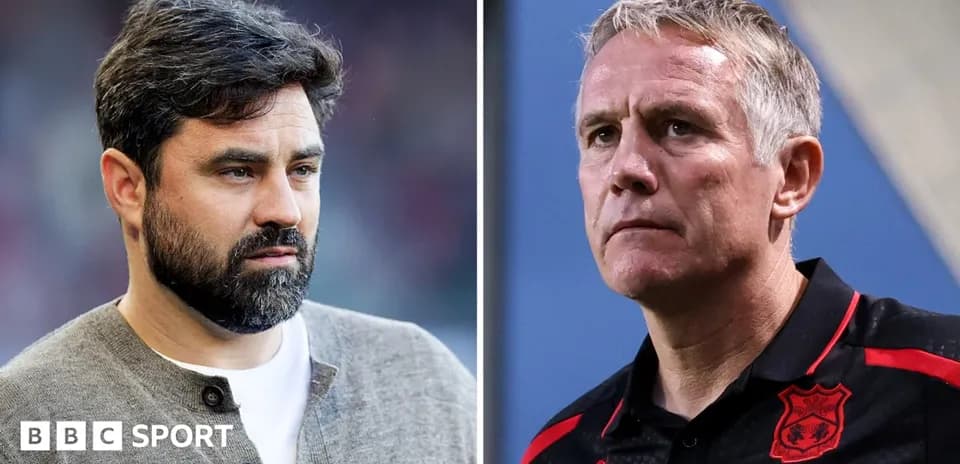 Two football managers on opposite sides of image