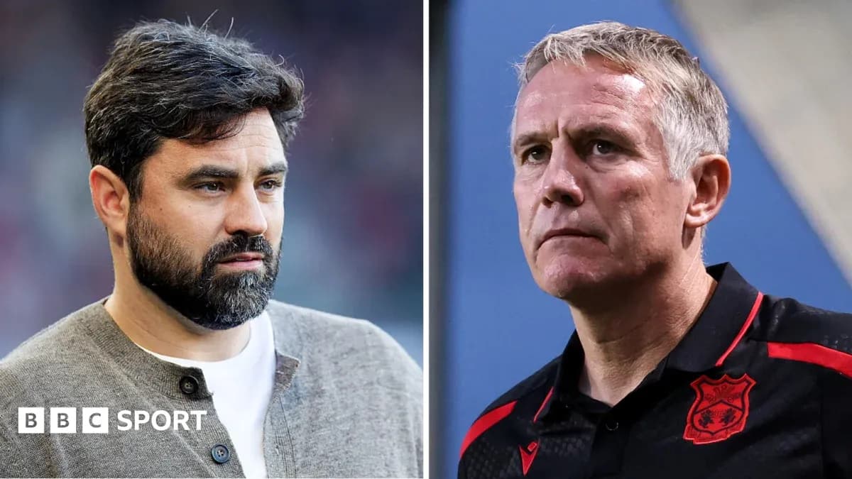 Two football managers on opposite sides of image