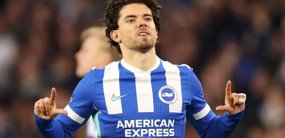 Player celebrating after scoring a goal for Brighton