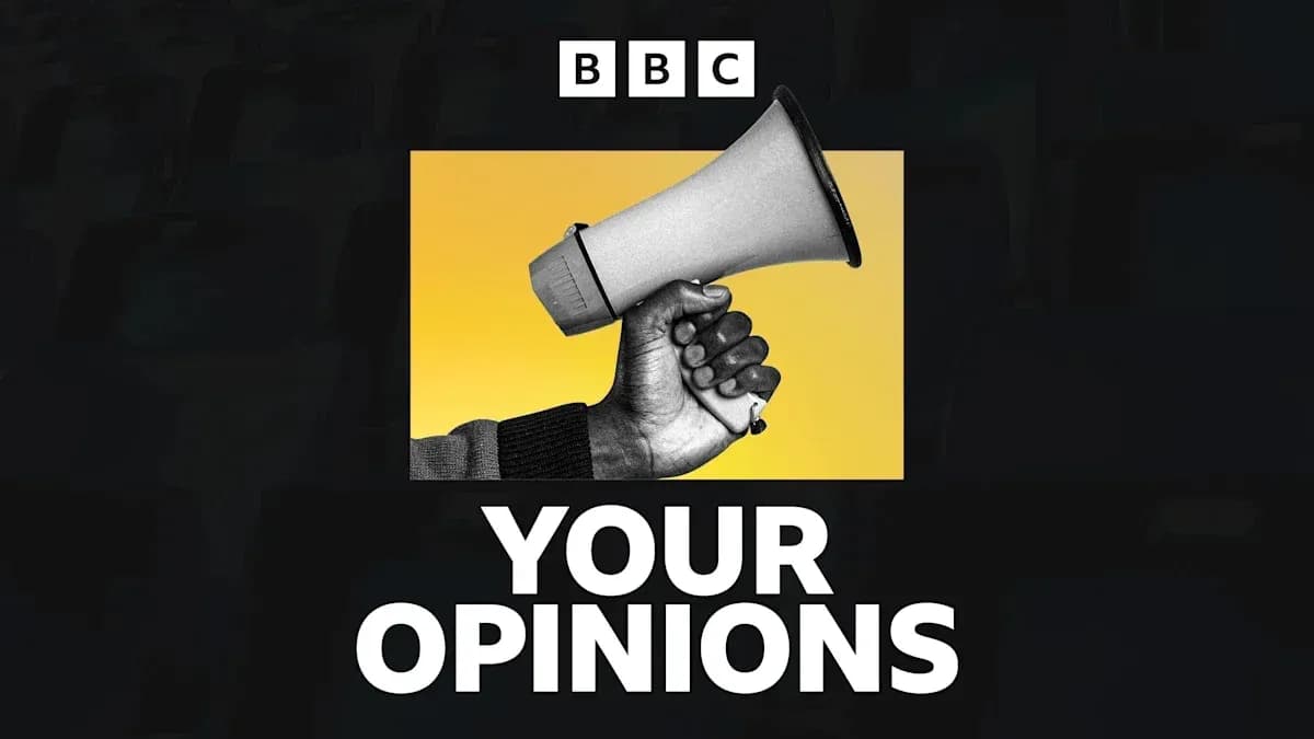 Hand holding a megaphone against a yellow background