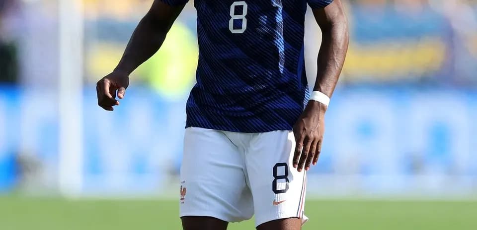 Player in France kit preparing to take a free kick