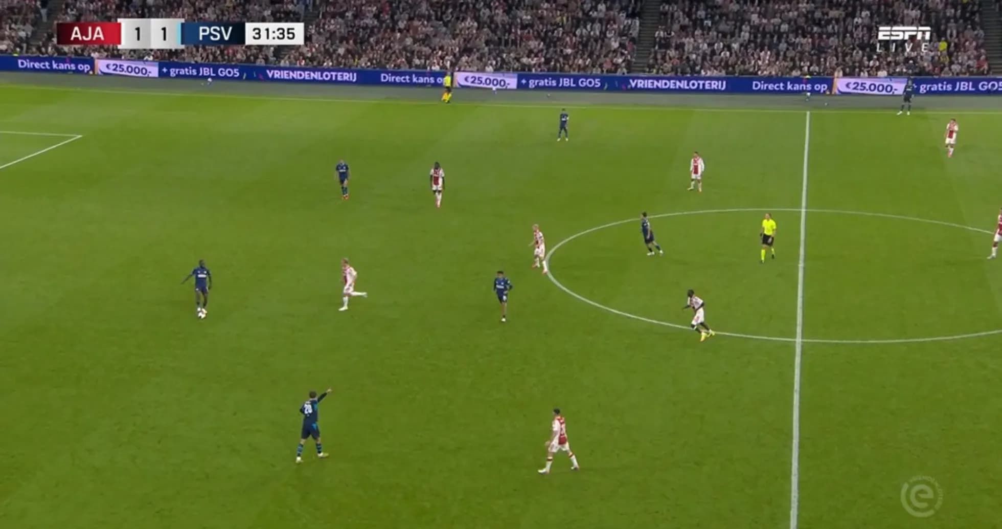 Players in action during Ajax vs PSV match
