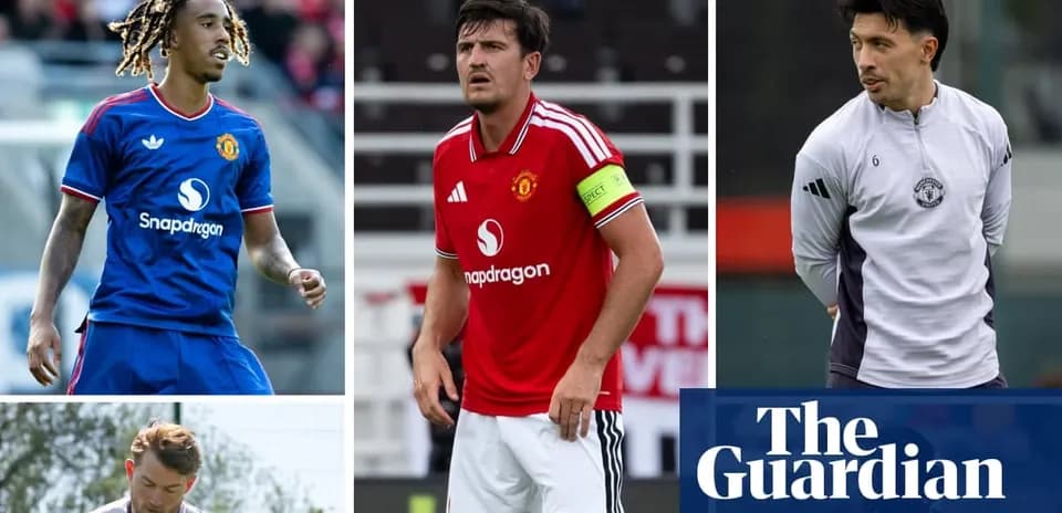 Four Manchester United players in training and match attire