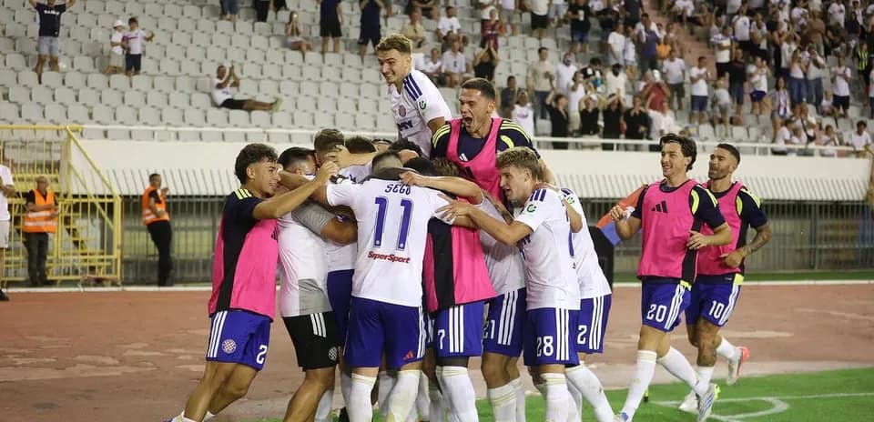 HNK Hajduk Split celebrating a goal during match