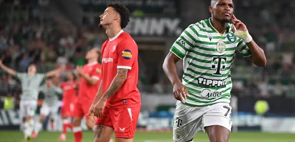 Ferencvarosi TC player celebrating during match