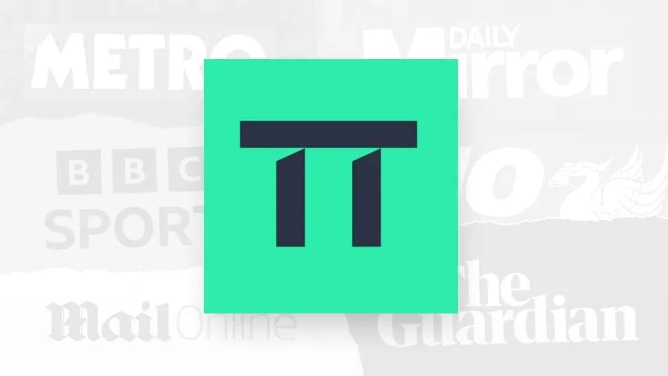 Logo of a sports news platform on colorful background