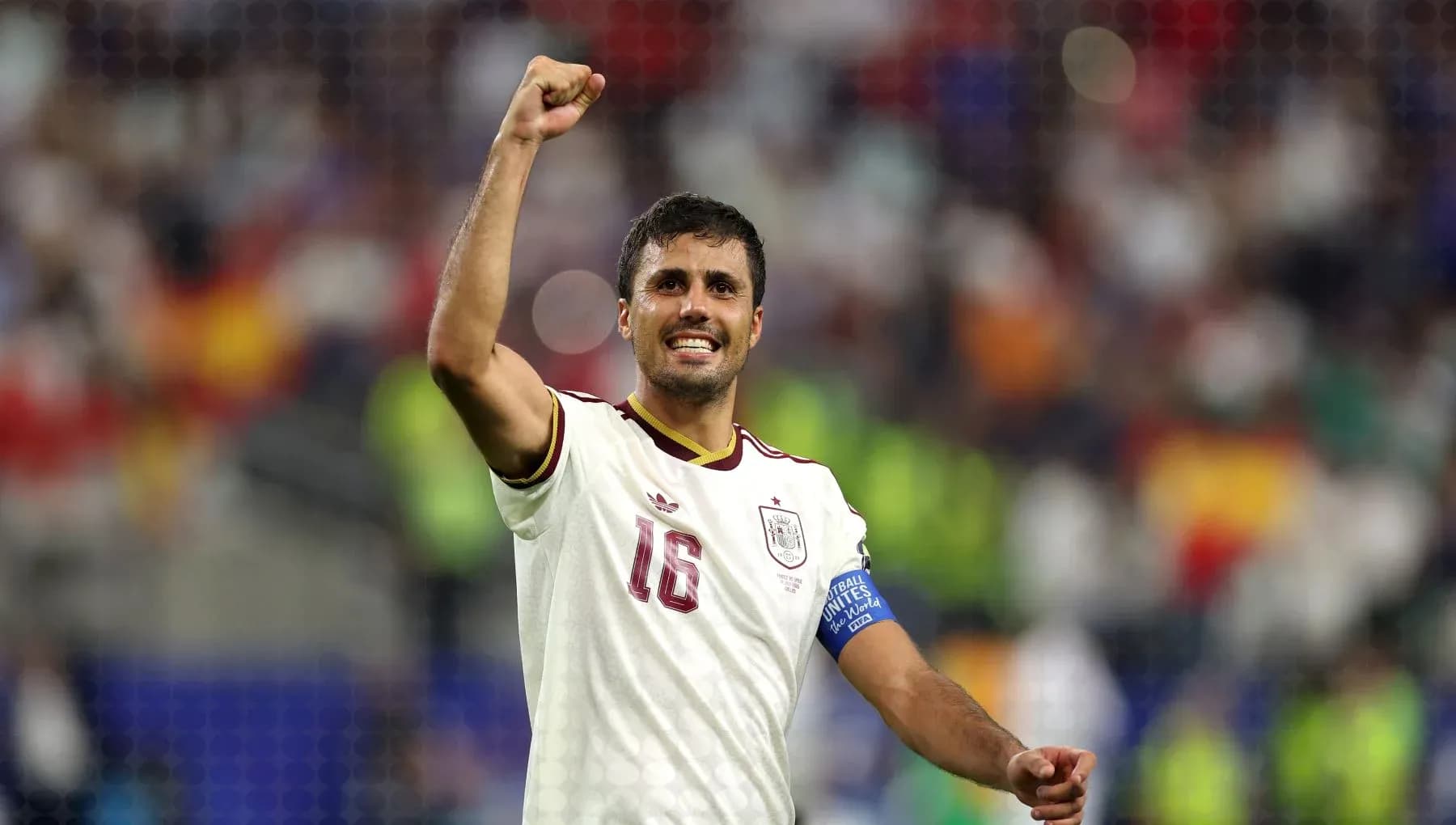 Player celebrating victory with raised fist