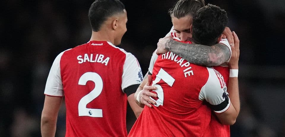 Arsenal players celebrating during match